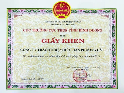 Giấy khen chấp hành tốt nghĩa vụ thuế