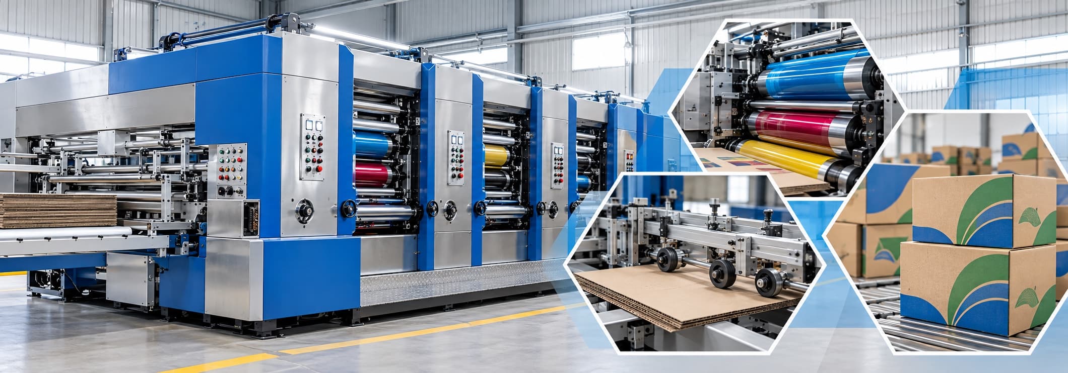 Flexographic carton printing line and finished packaging at the Phuong Cat factory