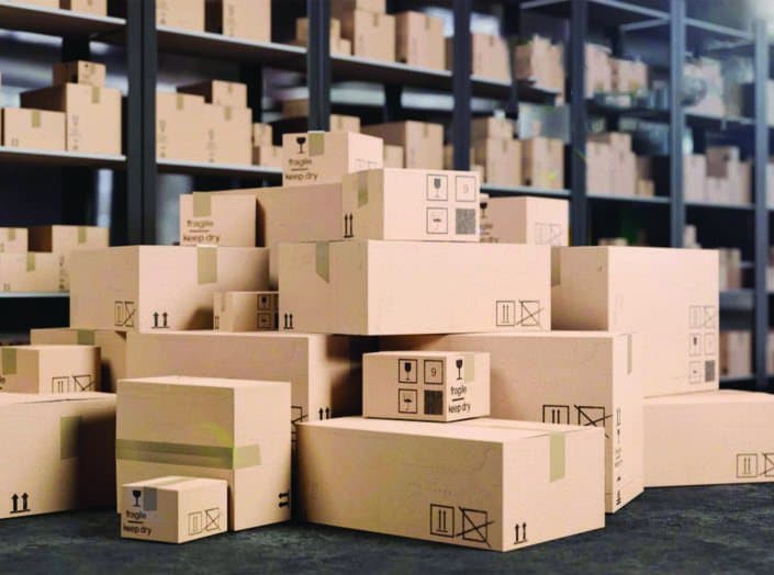 Thùng carton xếp trên kệ kho FUCACO