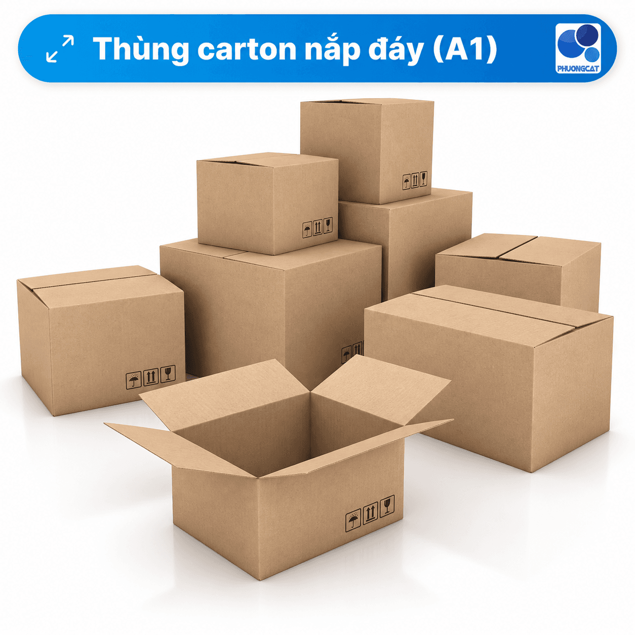 Phuong Cat A1 bottom-flap carton boxes in a range of sizes