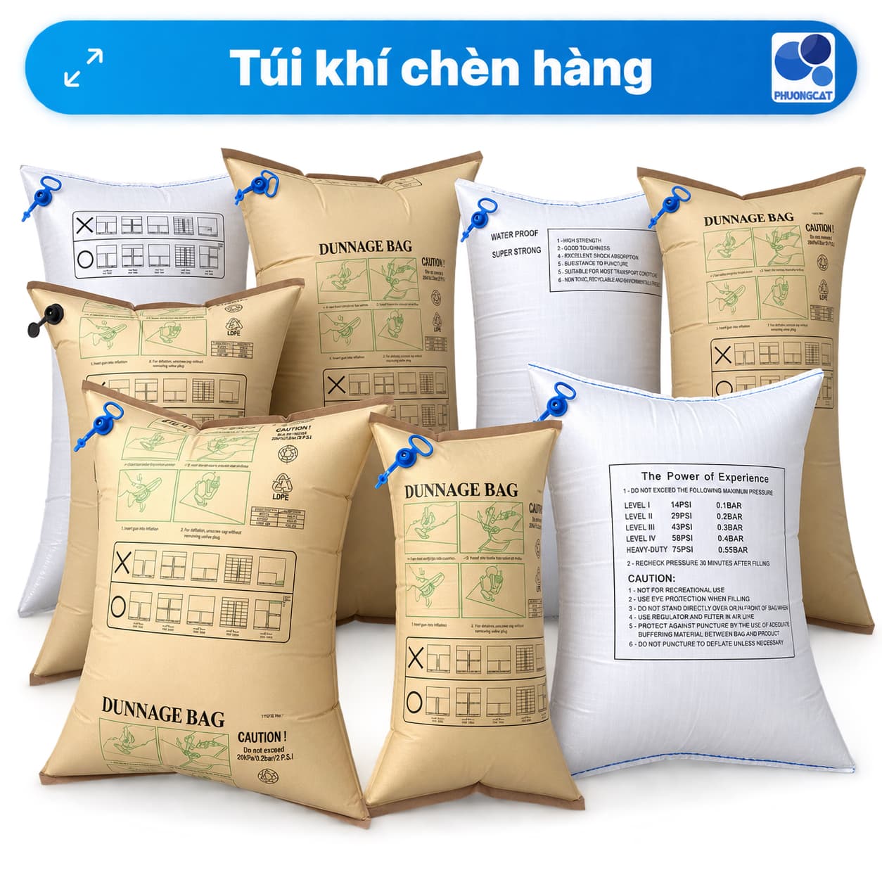 Túi khí chèn hàng trong khung sản phẩm Phuong Cat