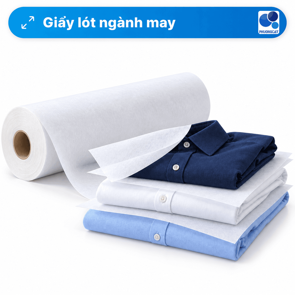 Garment Interleaving Paper dạng cuộn và dạng tờ trong khung sản phẩm Phuong Cat