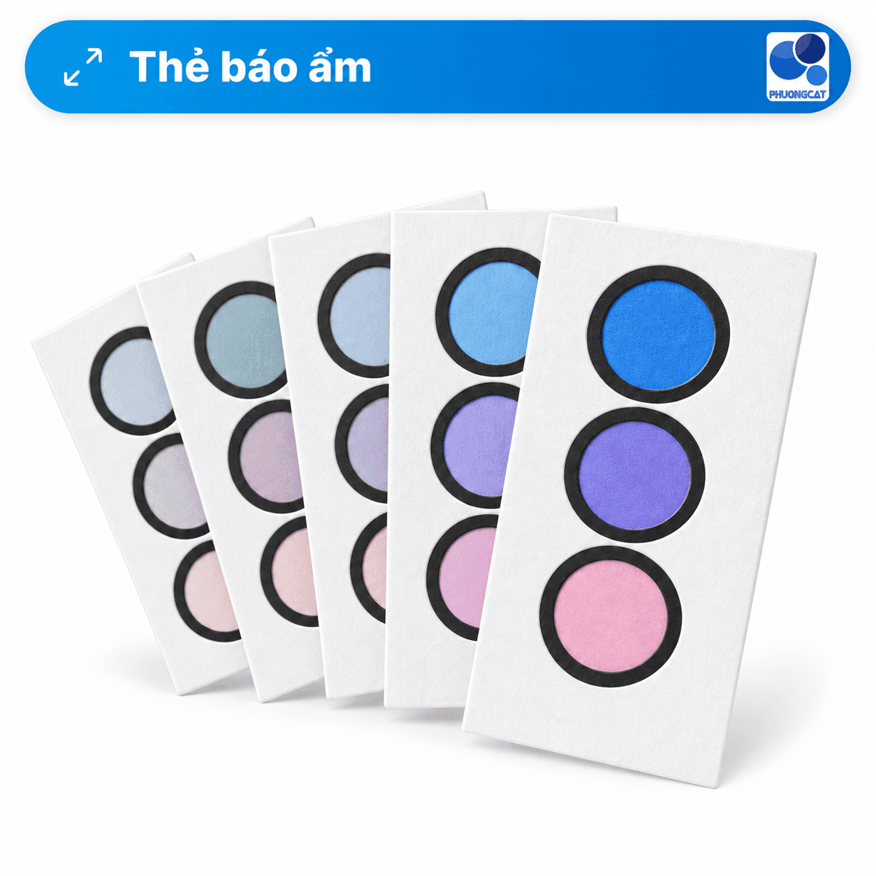 Humidity Indicator Cards nhiều mốc màu trong khung sản phẩm Phuong Cat