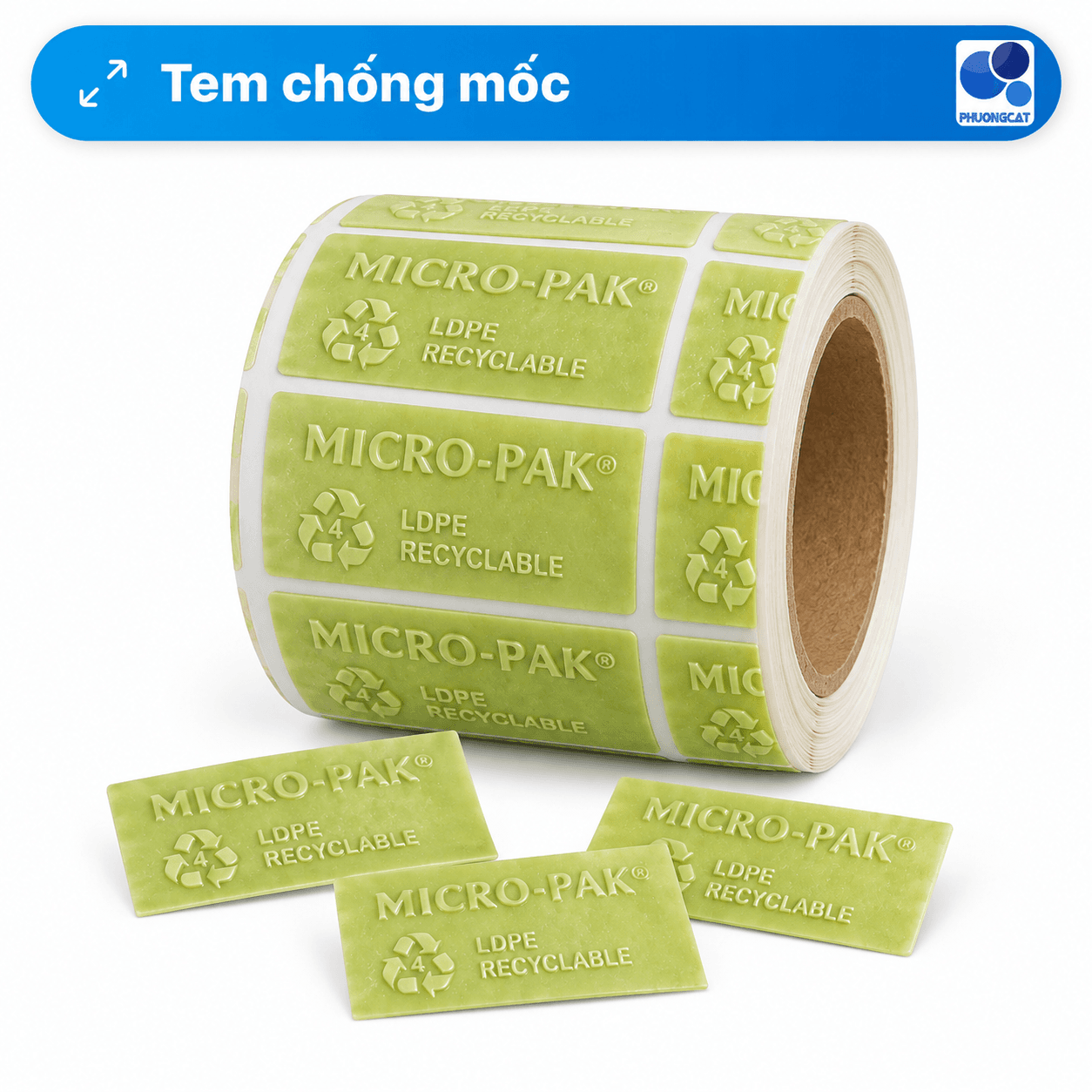 Tem chống mốc dạng cuộn trong khung sản phẩm Phuong Cat
