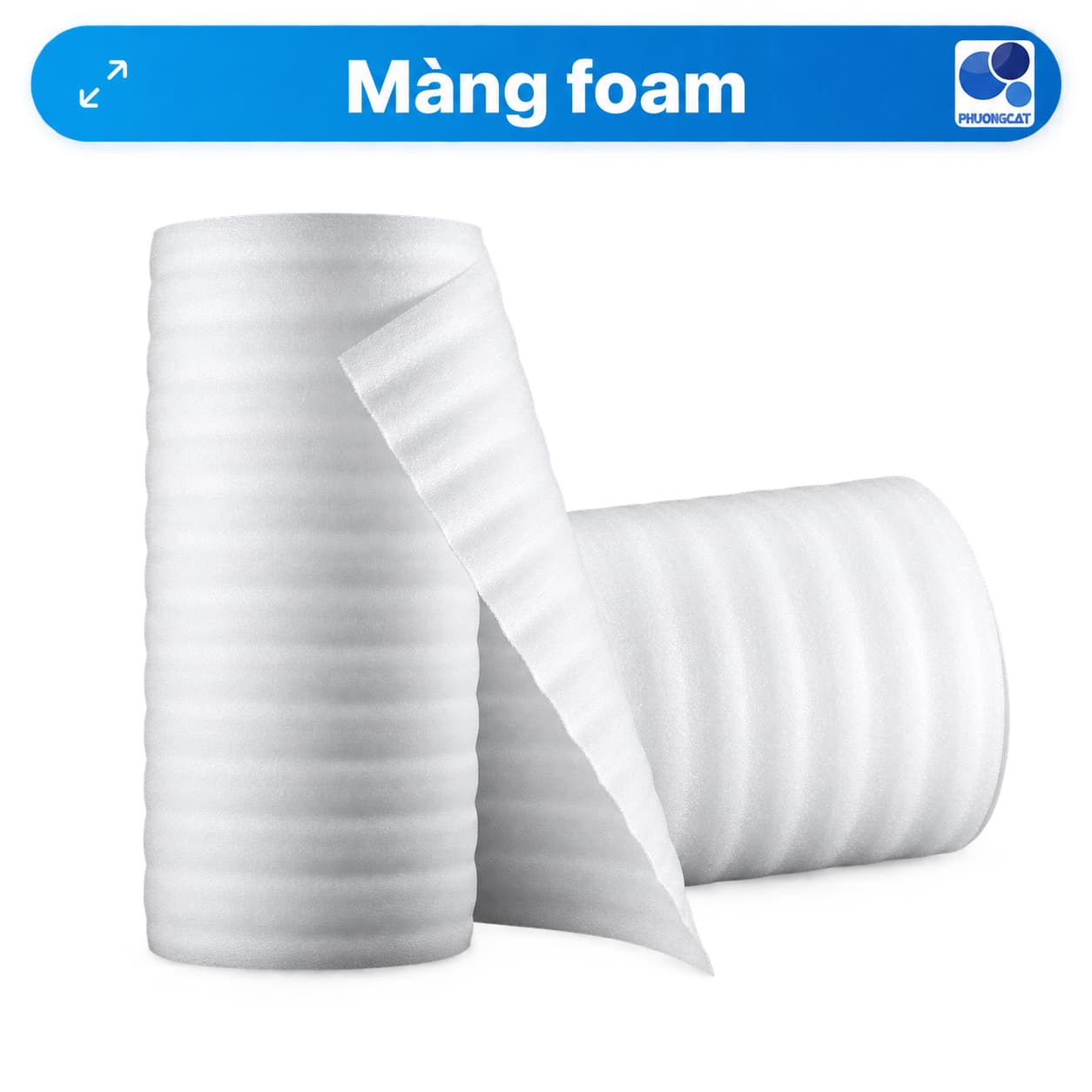 Màng foam PE dạng cuộn trong khung sản phẩm Phuong Cat