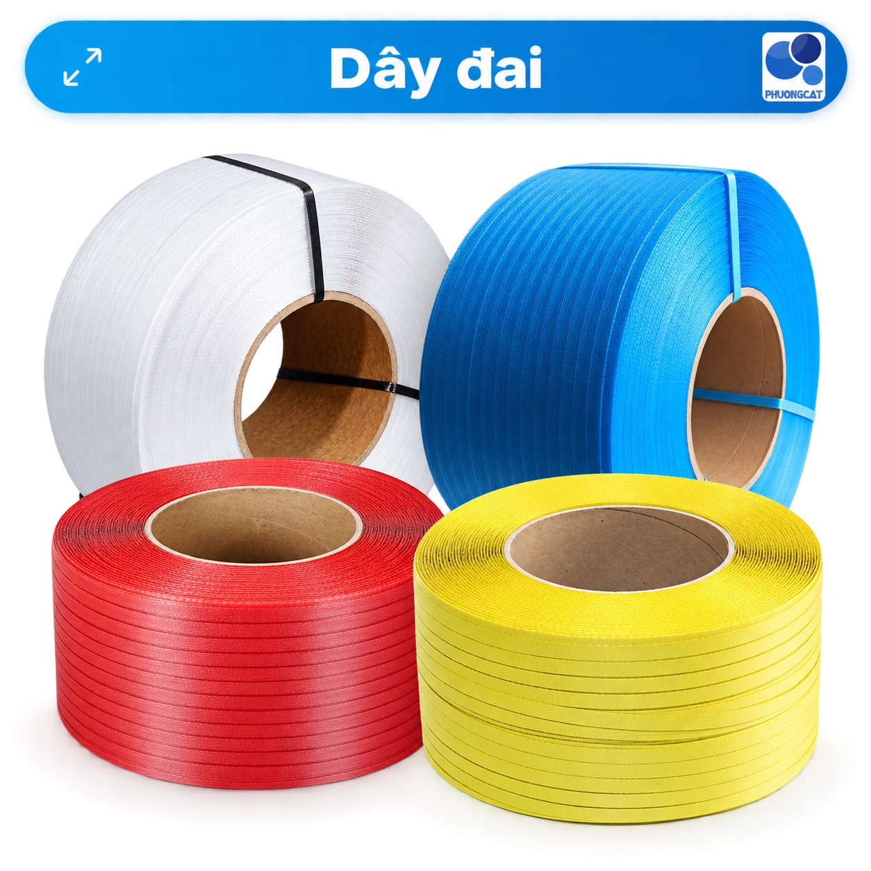 Dây đai nhựa nhiều màu trong khung sản phẩm Phuong Cat