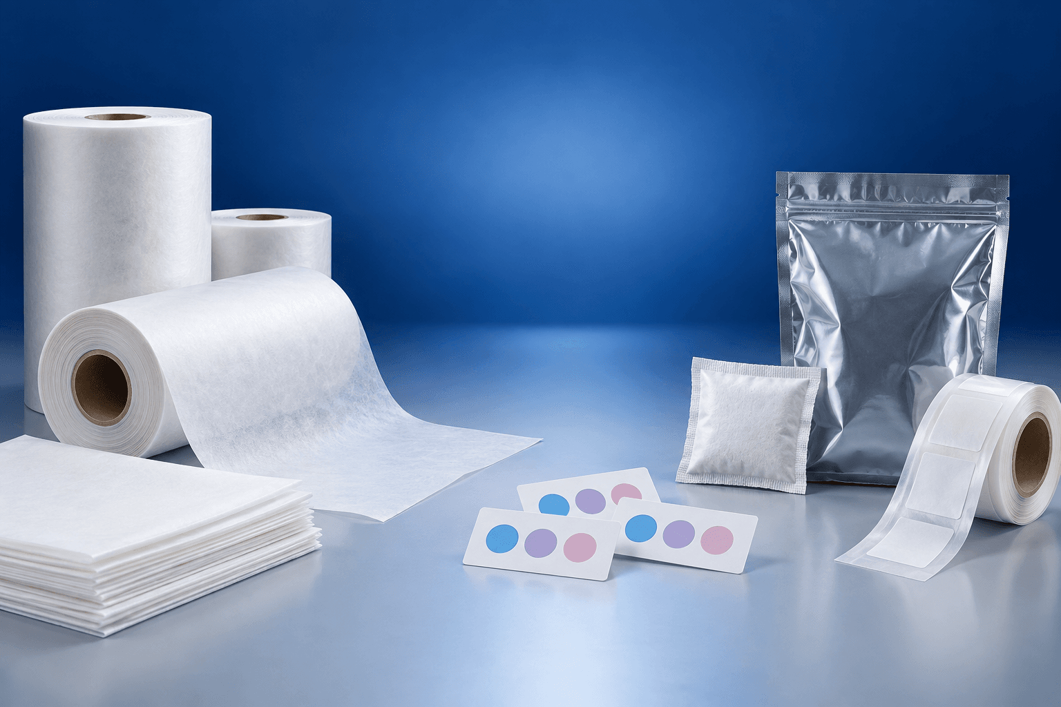 Garment paper, humidity indicator cards, anti-static bags and packaging label rolls